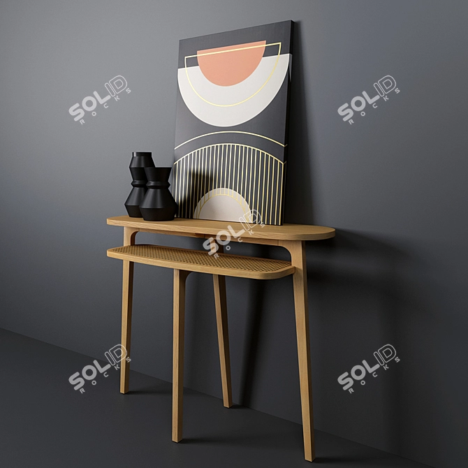 La Redoute Interior Set: Console, Panel & Vases 3D model image 1