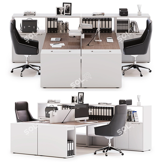 Sleek and Efficient Office Workspace 3D model image 1