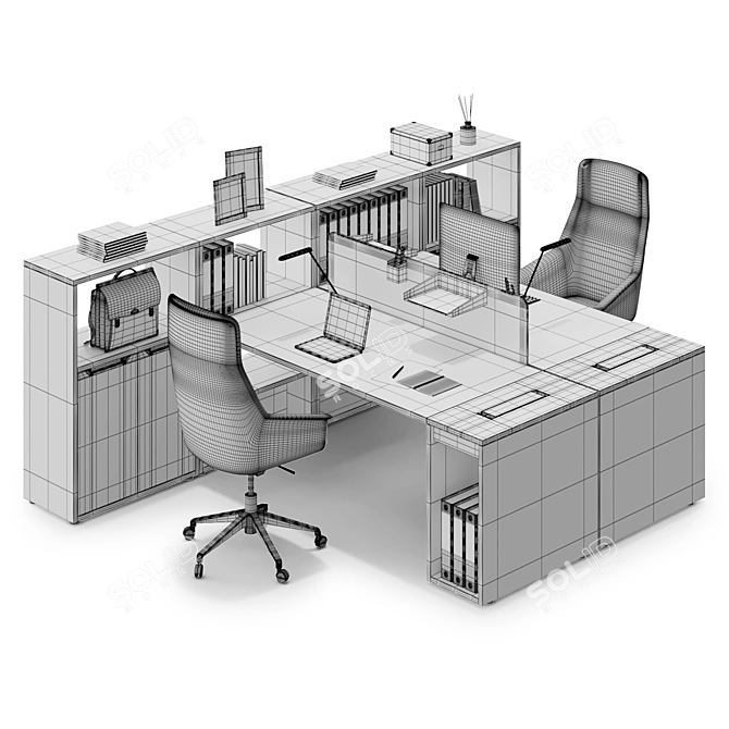 Sleek and Efficient Office Workspace 3D model image 3