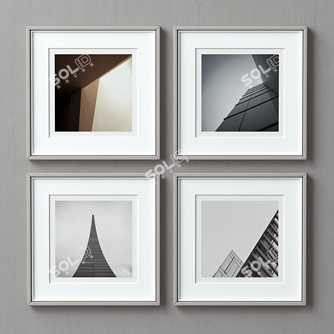 Versatile 4-Piece Picture Frame Set with Multiple Sizes and Colors 3D model image 2