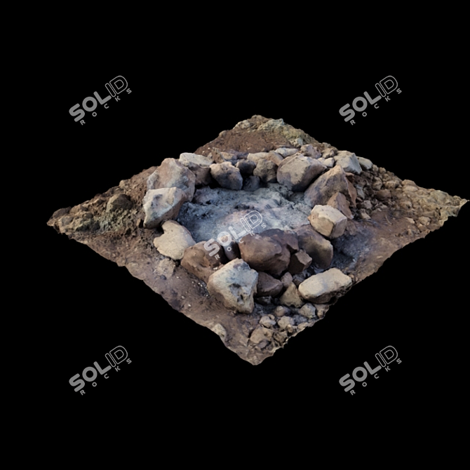 3D Scanned Stone Wood Fireplace 3D model image 1