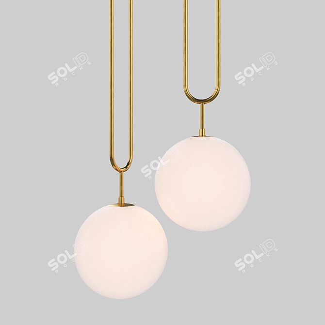 Pearlescent Pendant Light: Brass and Matte Metal Finish 3D model image 1