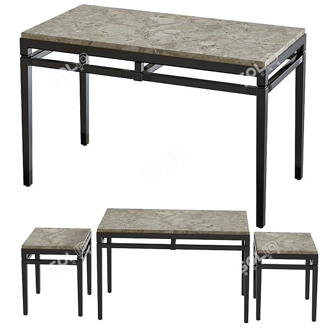 Elegant Stone Nesting Tables 3D model image 1