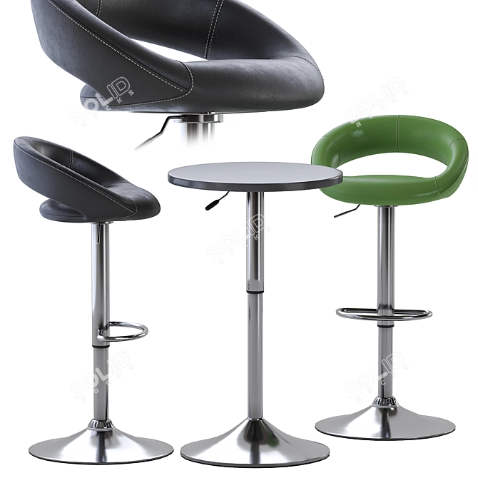 Sleek Black HEIKI Bar Stool - Perfect for Stylish Interiors 3D model image 1