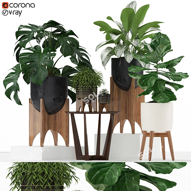 Modern Planters Collection: Mid-Century Style 3D model image 1