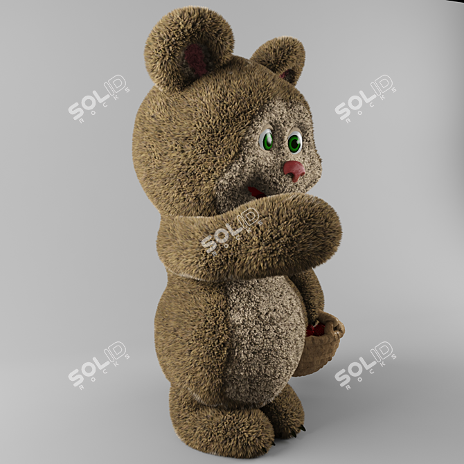 Bear and Raspberry Plush Toy 3D model image 2