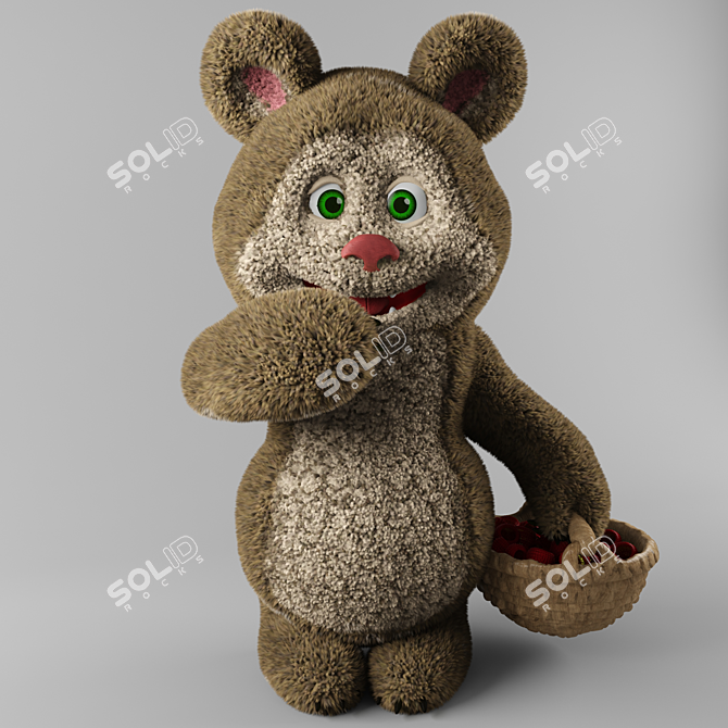 Bear and Raspberry Plush Toy 3D model image 3