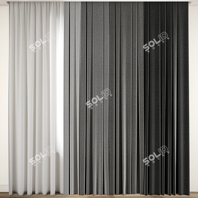 Elegant Curtain Model - Detailed 3D Archive 3D model image 1