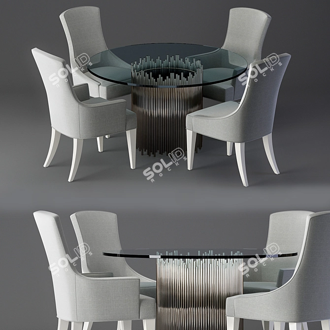 Calista Dining Set: Elegant Round Table & Chairs 3D model image 1