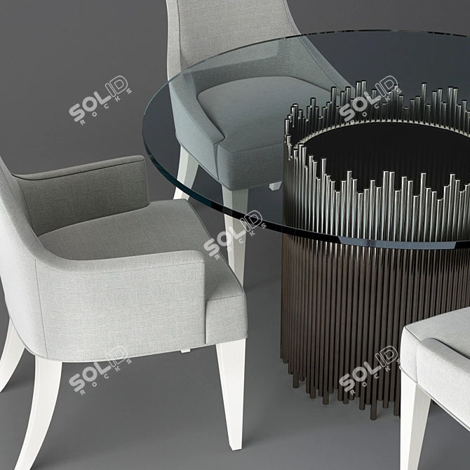 Calista Dining Set: Elegant Round Table & Chairs 3D model image 2