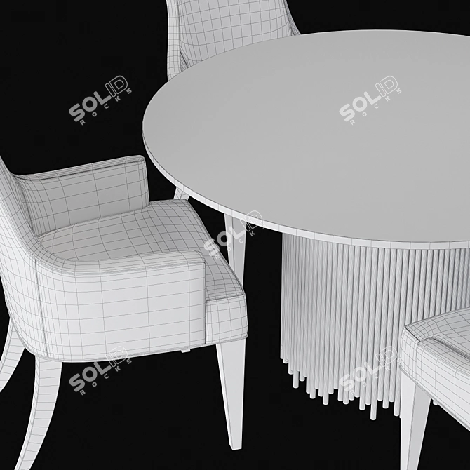 Calista Dining Set: Elegant Round Table & Chairs 3D model image 3