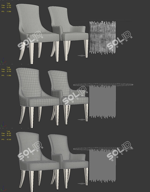 Calista Dining Set: Elegant Round Table & Chairs 3D model image 5