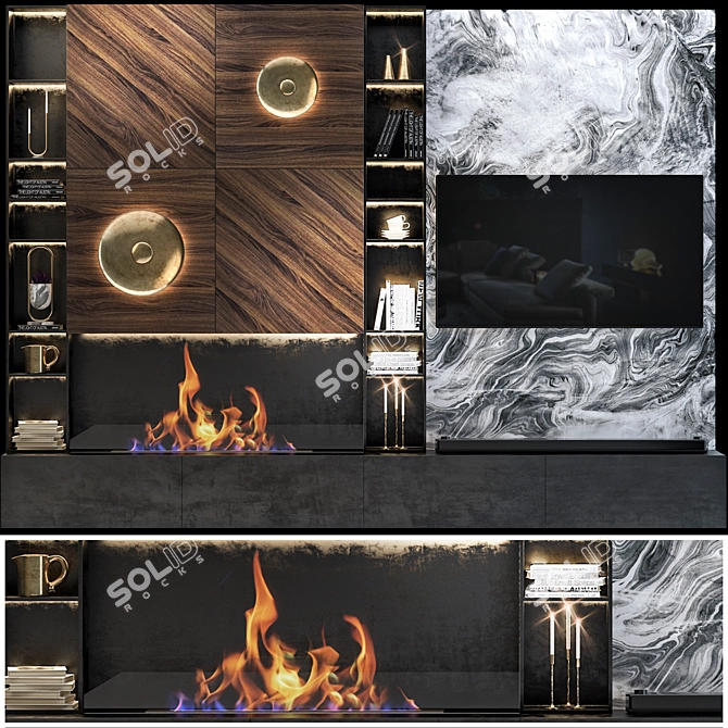 3Dsky TV Wall Set 12: 3dsmax2014 & V-ray Design & Modeling 3D model image 1