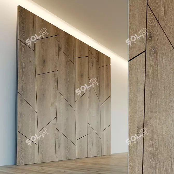 3D Wood Panel for Decorative Wall 3D model image 1