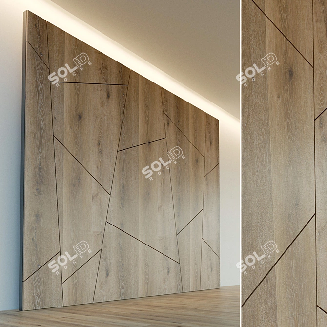 Wooden Decor Wall Panel 3D model image 1