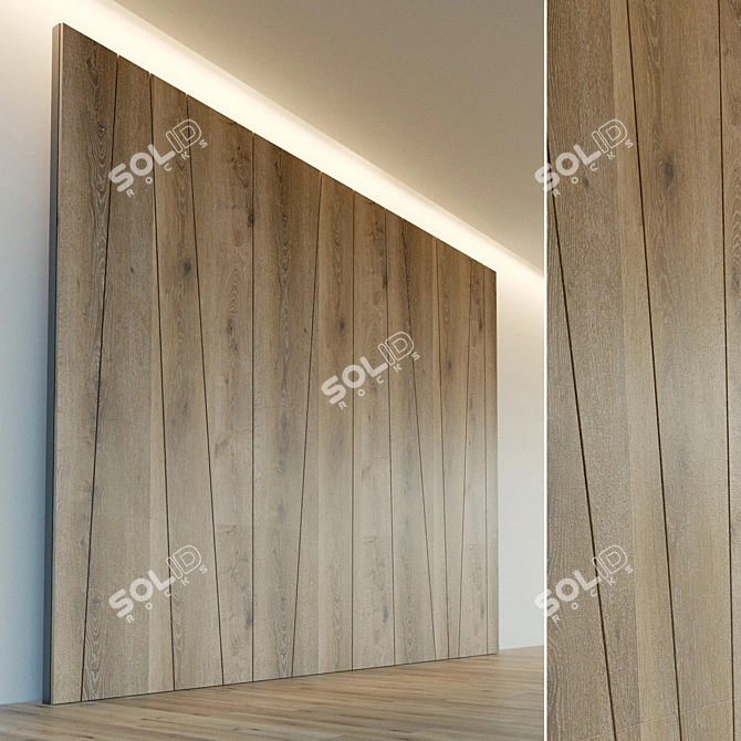 Title: Wooden 3D Wall Panel | Decorative and Lightweight 3D model image 1