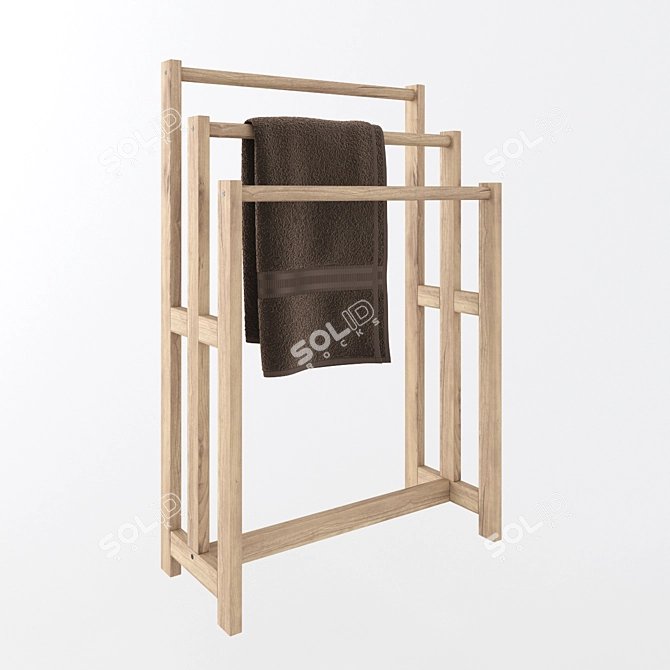 Modern Oak Towel Holder: Stylish and Practical 3D model image 1