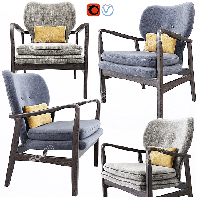 Retro-inspired Armchair | Mid Century Design 3D model image 1