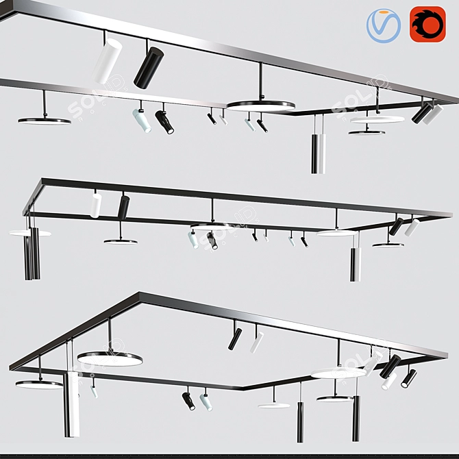 Versatile Ceiling Track Light 3D model image 1