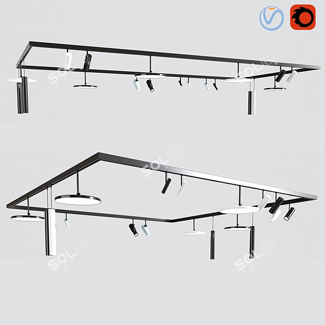 Versatile Ceiling Track Light 3D model image 2