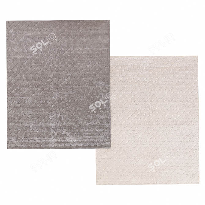 Elegant Scallop Handwoven Carpet 3D model image 1