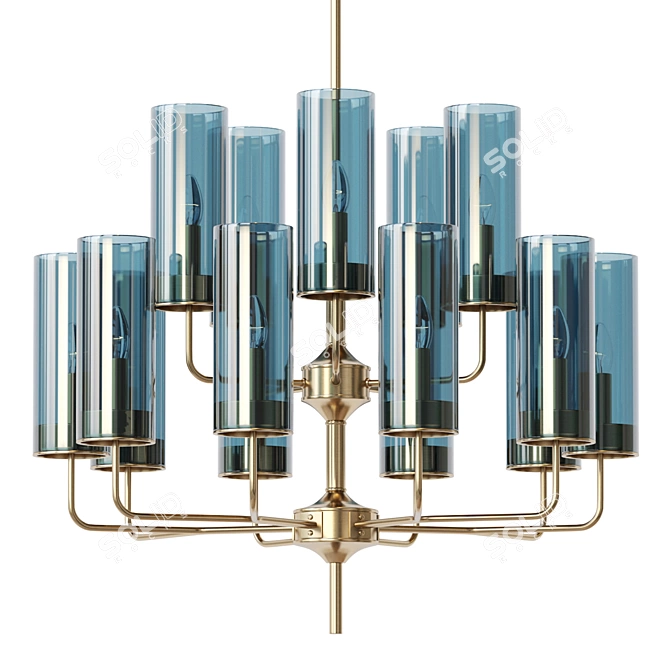 Midcentury Delphy 15-Light Chandelier 3D model image 1