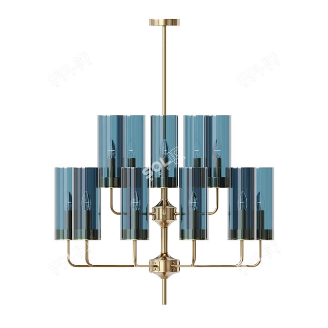 Midcentury Delphy 15-Light Chandelier 3D model image 2