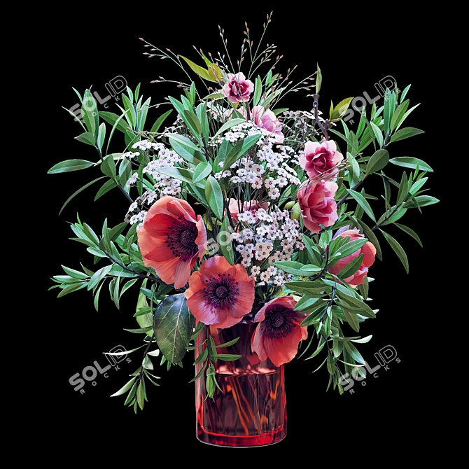 Elegant Spring Blossom Bouquet 3D model image 2