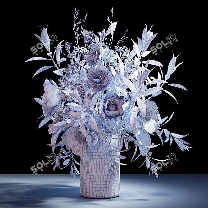 Elegant Spring Blossom Bouquet 3D model image 3