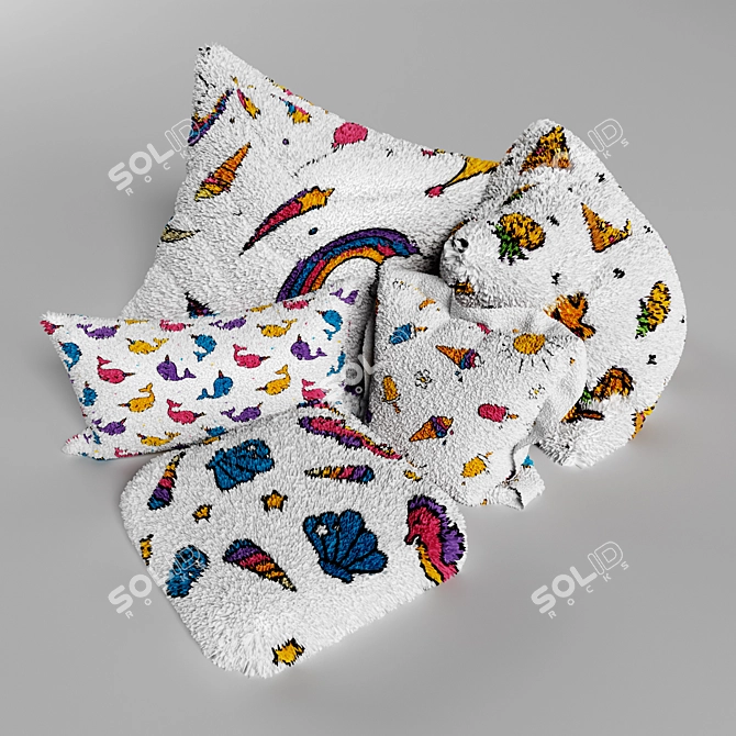 Colorful Soft Pillows Set 3D model image 1