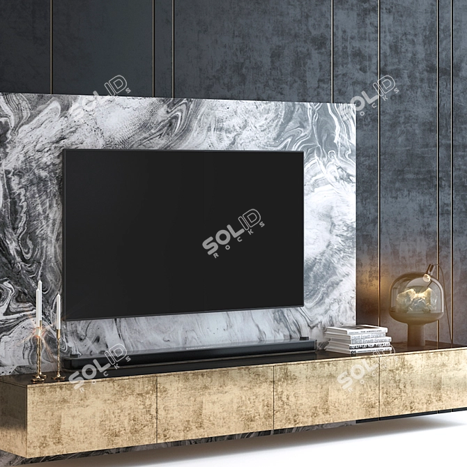 3dsmax2014 & V-ray TV Wall Set 3D model image 2