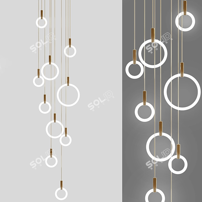 Sleek Aluminum Pendant Lamp 3D model image 1