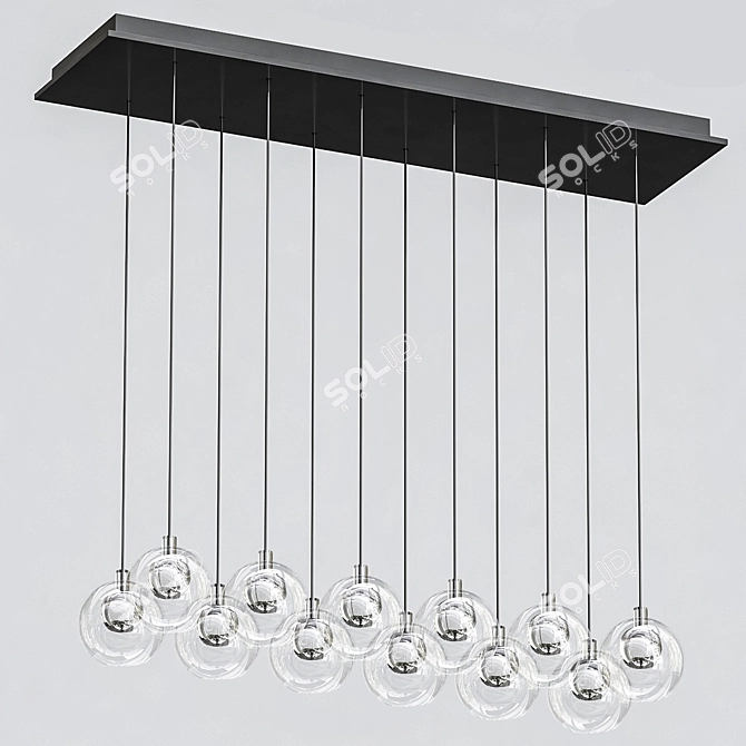 Natural Curved Glass Pendant Light 3D model image 1