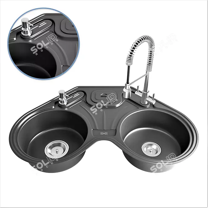 2-in-1 Sink & Mixer Combo 3D model image 1