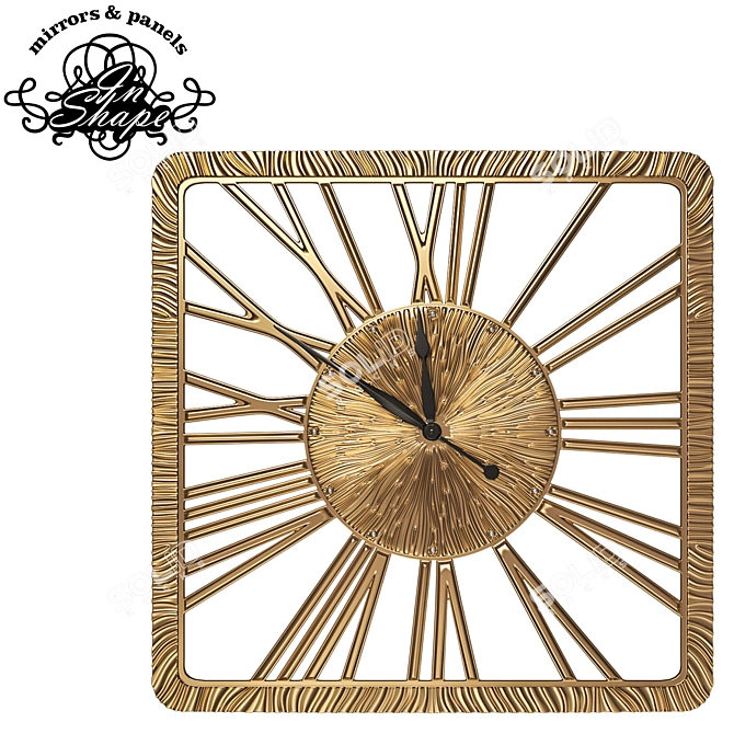 Golden Glow - Handcrafted LED Clock 3D model image 1