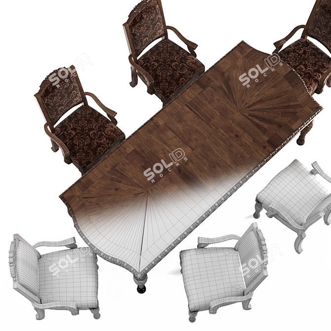 Elegant North Shore Dining Chair-Table 3D model image 3