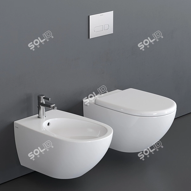 Sleek Wall-hung Architectural WC 3D model image 1