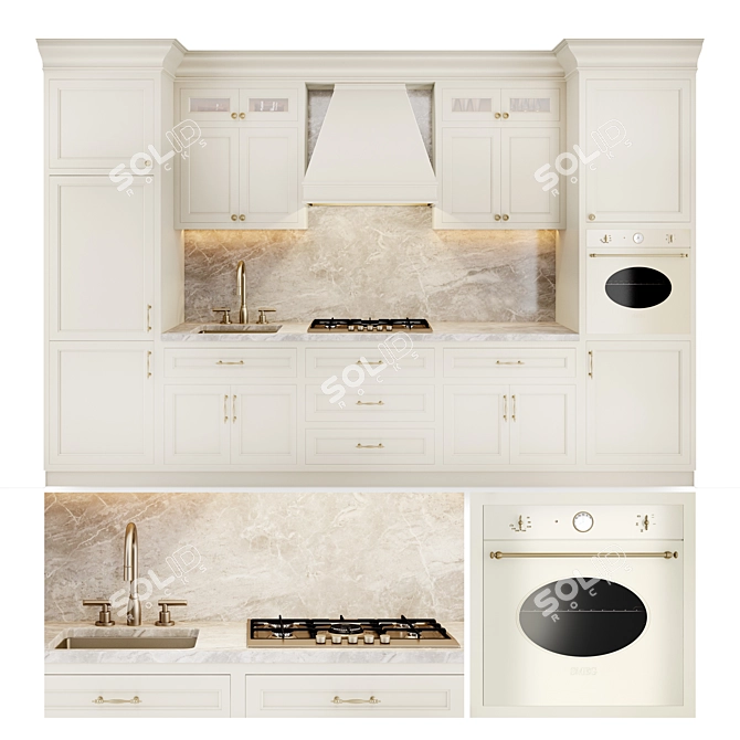 Elegant Classic Kitchen Set 3D model image 1