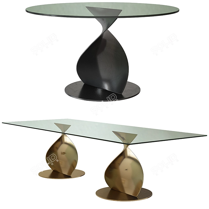 Elegant Porada Elika Glass Table 3D model image 1