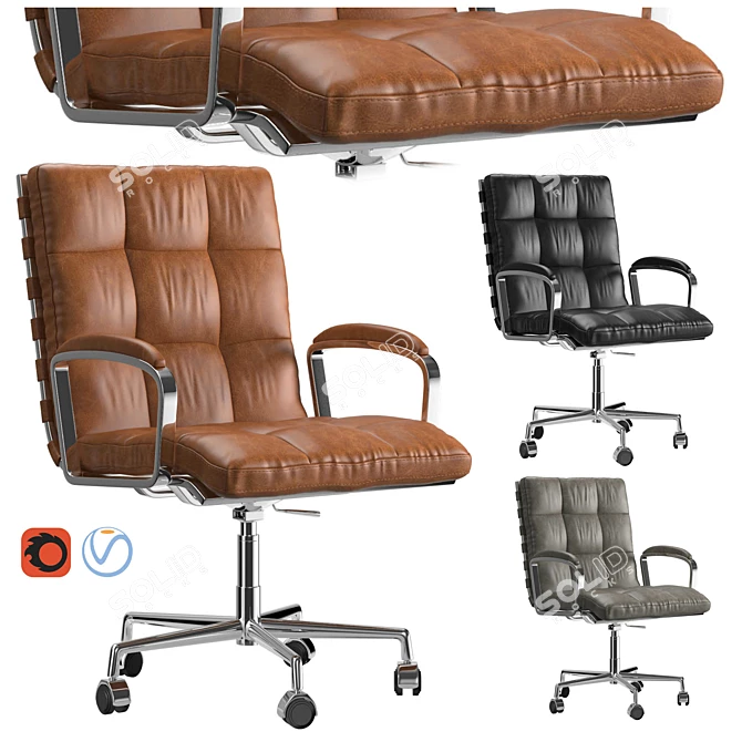 Elegant Leather Office Chair 3D model image 1
