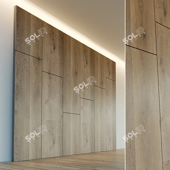 Elegant Wooden 3D Wall Panel 3D model image 1