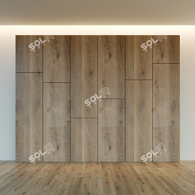 Elegant Wooden 3D Wall Panel 3D model image 2