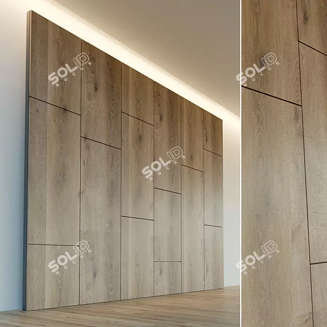 Elegant Wooden Wall Panel  3D model image 1