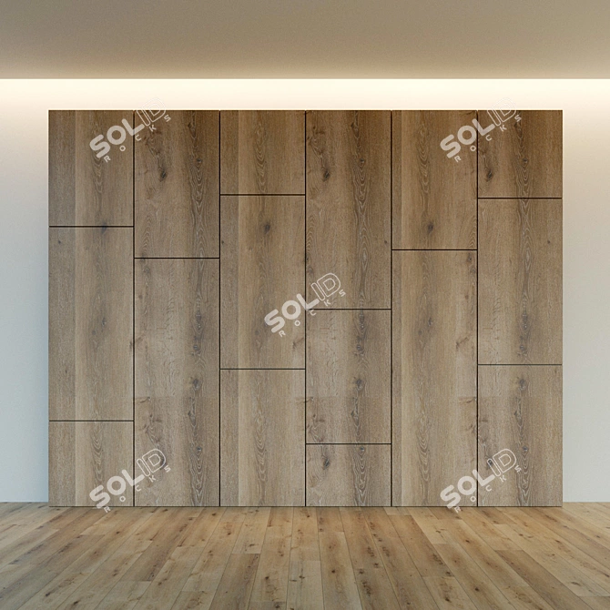 Elegant Wooden Wall Panel  3D model image 2