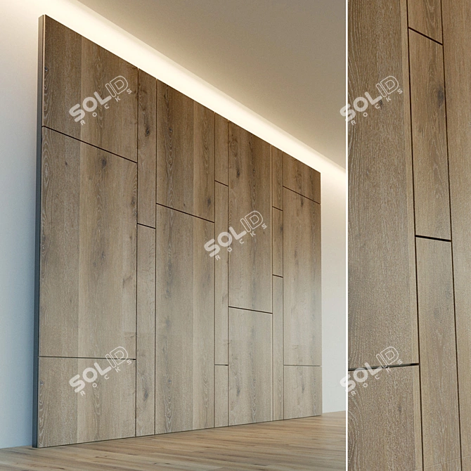 Wooden 3D Wall Panel - Decorative and Lightweight 3D model image 1