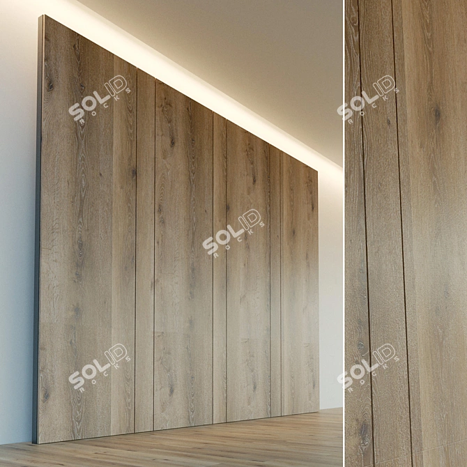 Wooden 3D Wall Panel: Decorative and Lightweight 3D model image 1