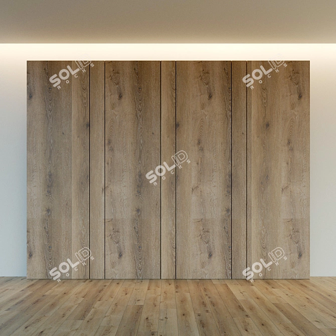 Wooden 3D Wall Panel: Decorative and Lightweight 3D model image 2