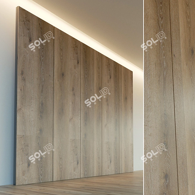 Wooden 3D Wall Panel: Decorative and Lightweight 3D model image 1