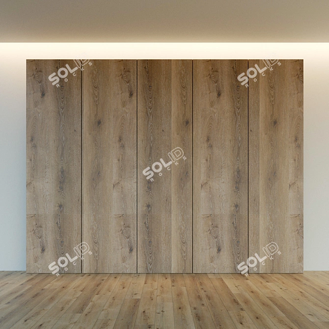 Wooden 3D Wall Panel: Decorative and Lightweight 3D model image 2