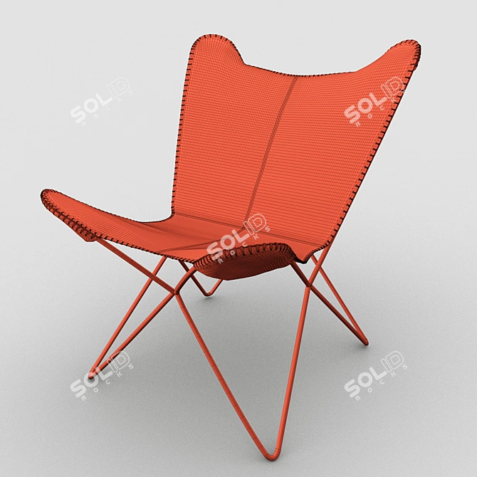 Classic Butterfly Chair in Stylish Cowhide 3D model image 3